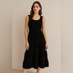 Lombaggi Knitwear Black Tiered Knit Dress Sleeveless S/M
